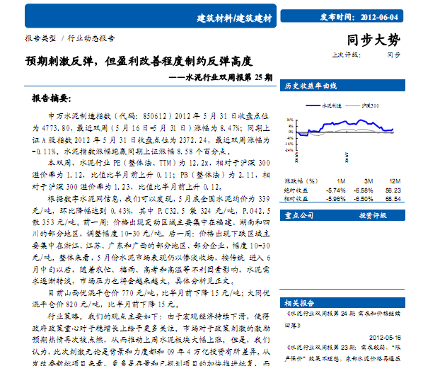 水泥行業研究報告:水泥行業雙周報第25期:預期刺激反彈,但盈利改善程度制約反彈高度