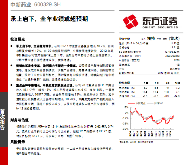 中新藥業-600329-承上啟下,全年業績或超預期